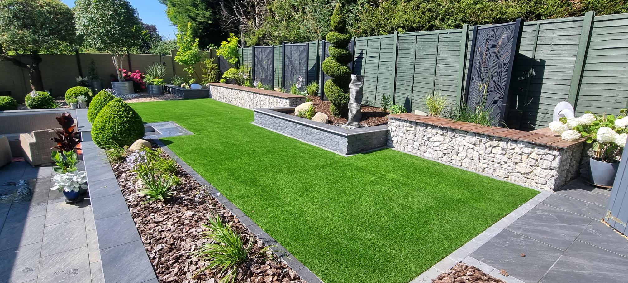 Night garden with ambient LED lighting