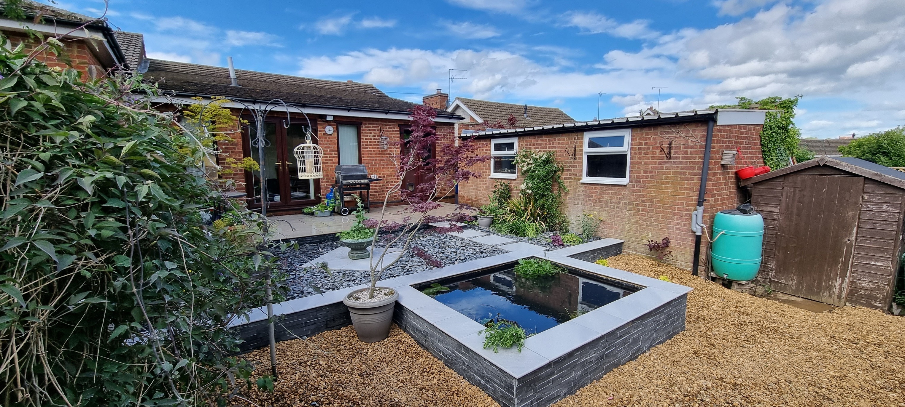 Garden transformation before completion